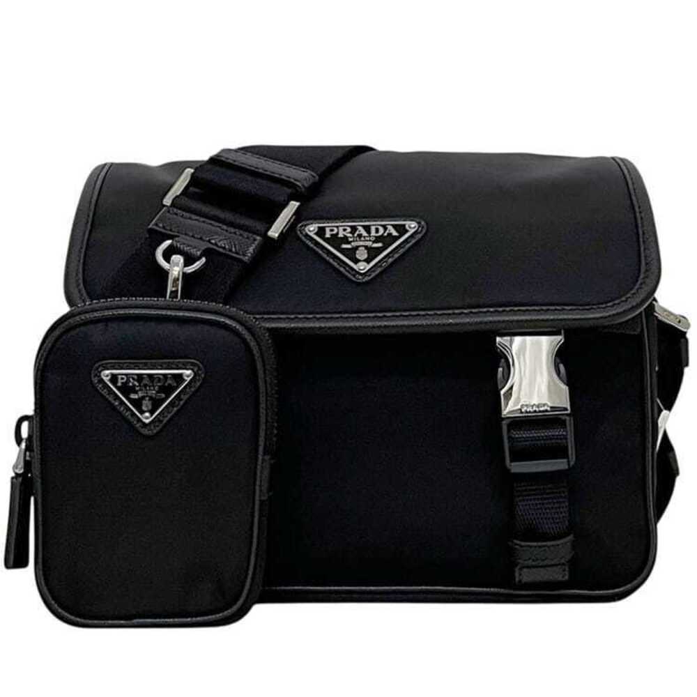 Prada Shoulder Bag Black Nero Black Tessuto Saffiano RE Crossbody Clutch Strap